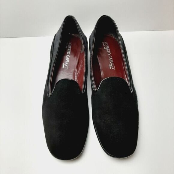 ROBERTO CAPUCCI Italy Genuine Suede Leather Low Heel Smoking Loafers Sz 7.5 B - Picture 5 of 15
